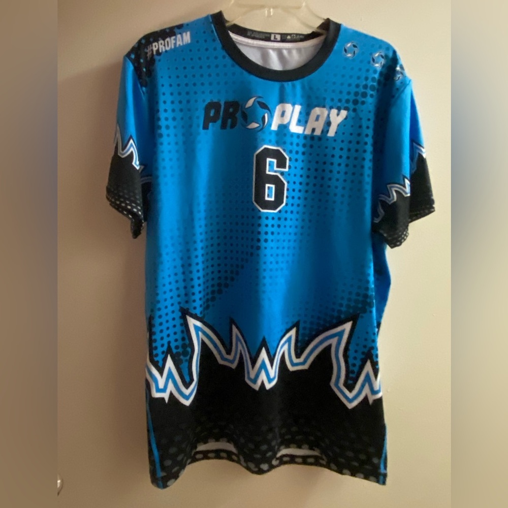 Ren Athletics Proplay 6 Men’s Jersey Shirt L Large  42” Blue Black White Print